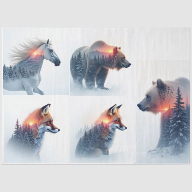 Papel De Seda Double exposure Wild animal bundle (Anverso)