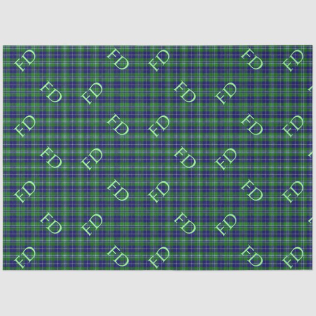 Papel De Seda Douglas Oficial Tartán con monograma / iniciales (Anverso)