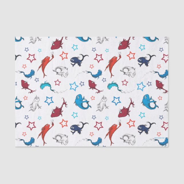 Papel De Seda Dr. Seuss | Un patrón de estrella de peces de dos  (Anverso)