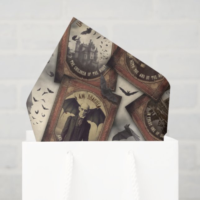 Papel De Seda Drácula de vampiro de Halloween gótico (Bolsa de regalo)