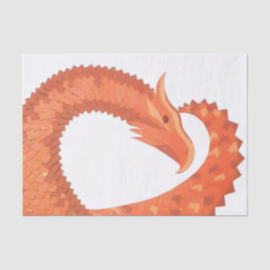 Papel De Seda dragón cardíaco naranja sobre blanco