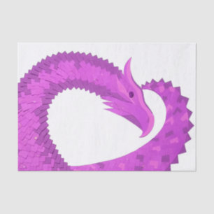 Papel De Seda Dragón cardíaco púrpura brillante en blanco