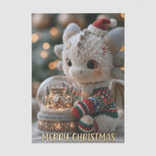 Papel De Seda Dragón de peluche navideño lindo con globo de niev