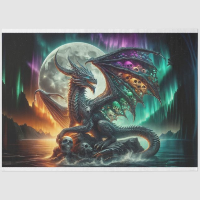 Papel De Seda Dragón del cráneo del arcoiris (Anverso)