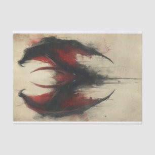 Papel De Seda Dragón gótico dramático en negro y rojo