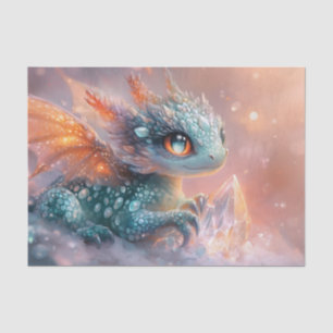 Papel De Seda Dragón infantil adorable con gema de cristal: arte