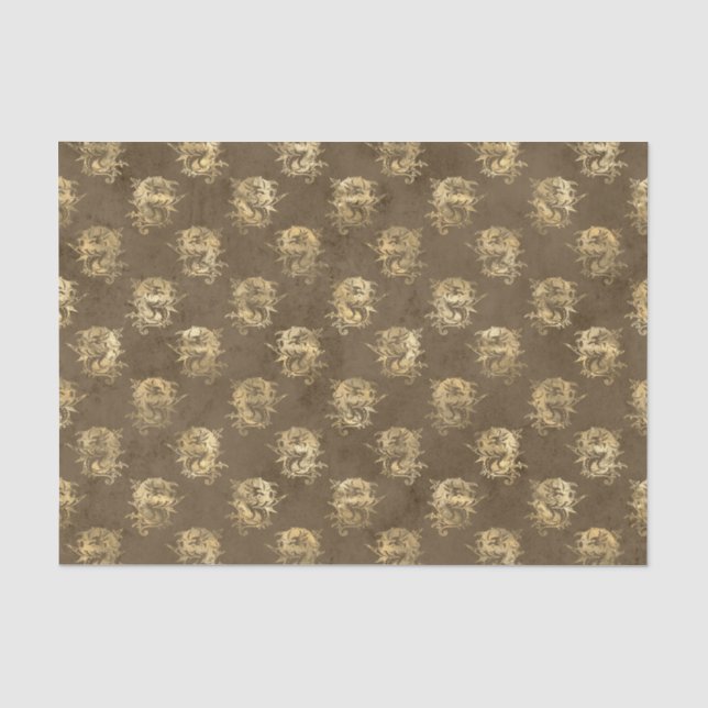 Papel De Seda Dragón mítico dorado (Anverso)