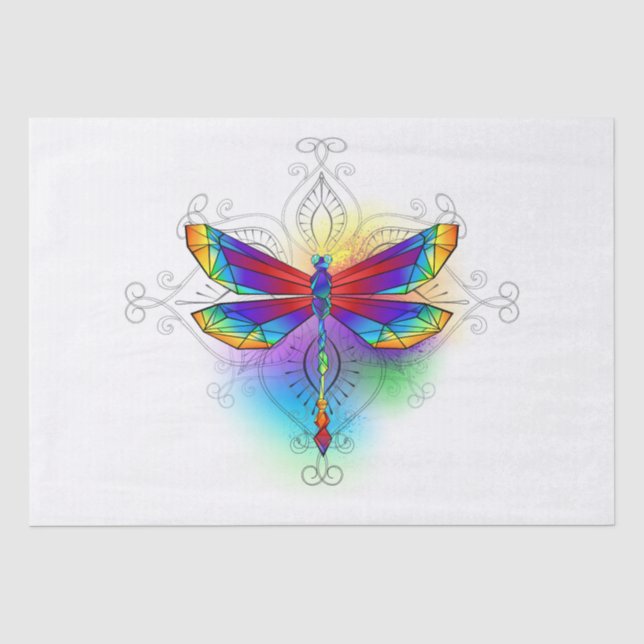 Papel De Seda Dragón poligonal arcoiris (Anverso)