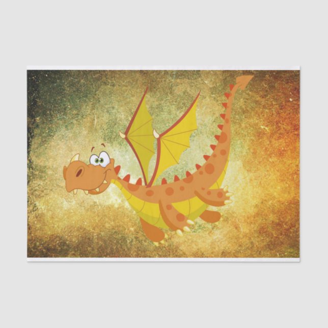 Papel De Seda Dragón sobre una textura naranja (Anverso)