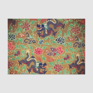 Papel De Seda DRAGONES ASIÁTICOS CON Tejido DE MARIPOSAS