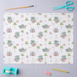 Papel De Seda Dragones Caballeros Castillo Medieval