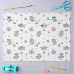 Papel De Seda Dragones Caballeros Castillo Medieval