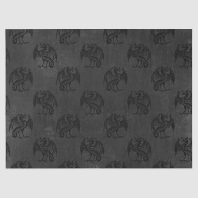 Papel De Seda Dragones negros en la página del carbón vegetal (Anverso)