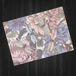 Papel De Seda Dragones rosados de lavanda floral de granja franc