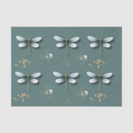 Papel De Seda Dragonflies azules de pizarra con trigo