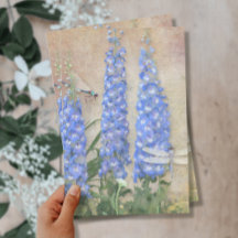 Dragonfly de color azul y blanco floral vintage