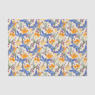 Papel De Seda Dragonfly de inspiración natural y Crocus Floral