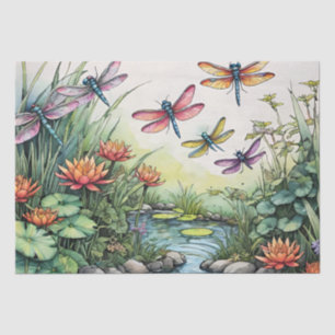 Papel De Seda Dragonfly Pond Lili pads Dragonflies