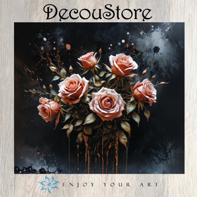 Papel De Seda Dramatic Roses in Bloom Decoupage (Subido por el creador)