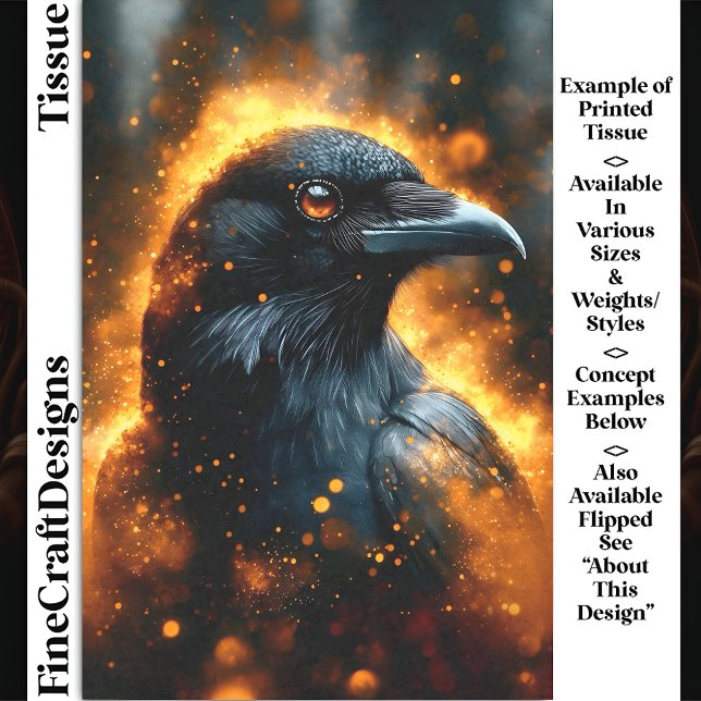 Papel De Seda Dramático Fuego Cuervo Cuervo Negro DF3R Decoupage (Subido por el creador)