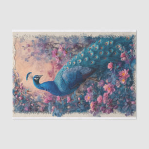 Papel De Seda Dramático posando pavo real