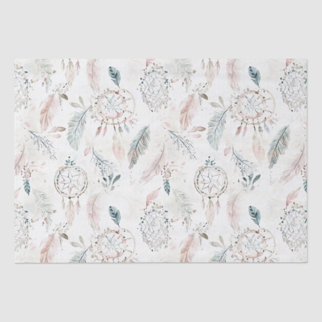 Papel De Seda DREAMCATCHER Boho Feathers Neutral Tissue Paper (Anverso)