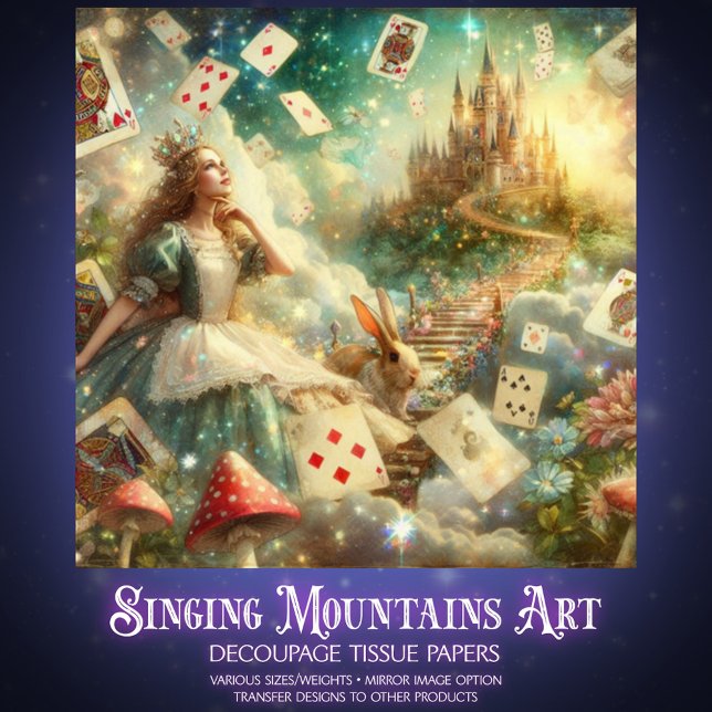 Papel De Seda Dreamy Alice In Wonderland Castle Decoupage (Subido por el creador)