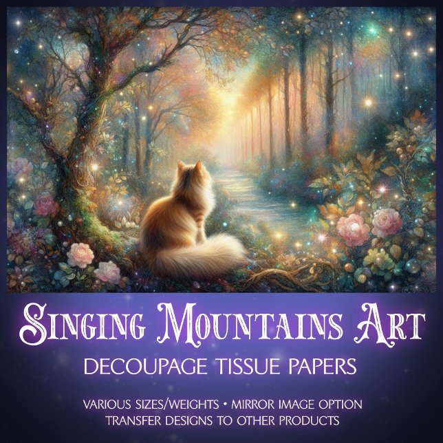 Papel De Seda Dreamy Floral Cat in the Woods Fantasy Decoupage  (Subido por el creador)