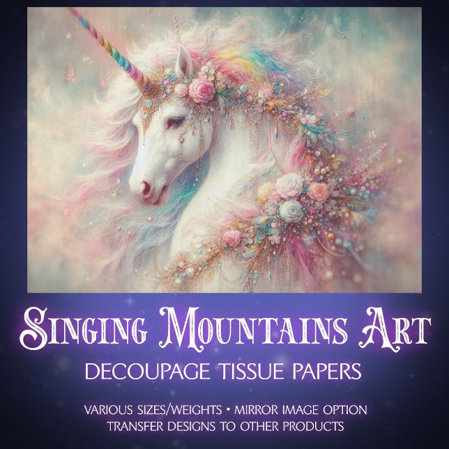 Papel De Seda Dreamy Magic Unicorn Rainbow Hair Decoupage  (Subido por el creador)