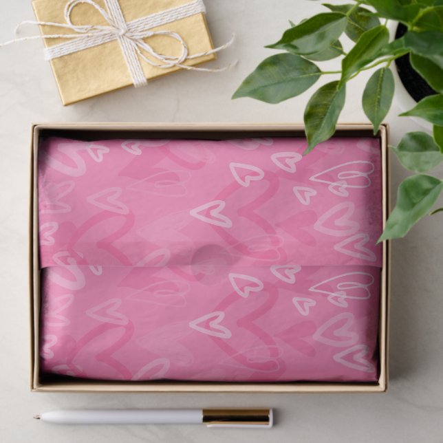 Papel De Seda Dreamy Pink Hearts Pattern Tissue Paper (Regalo )