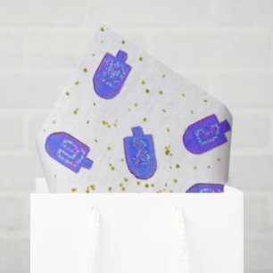 Papel De Seda Dreidels florales de Hanukkah y gelt
