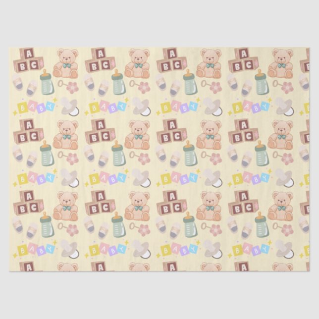Papel De Seda Ducha de Bebé Bloques y Juguetes (Anverso)