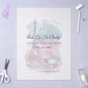 Papel De Seda Ducha de Bebé en París Torre Eiffel Neutro en cuan