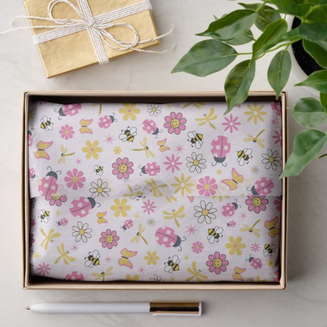 Papel De Seda Ducha de Bebé Niña Mariquita Rosa (Regalo )