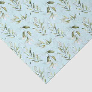 Papel De Seda Ducha de bebé niño con follaje verde y azul pálido