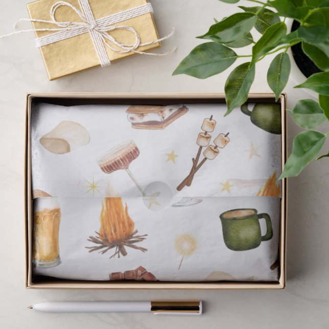 Papel De Seda Ducha de Boda de Parejas Rústicas con Fogata de Ot (Regalo )