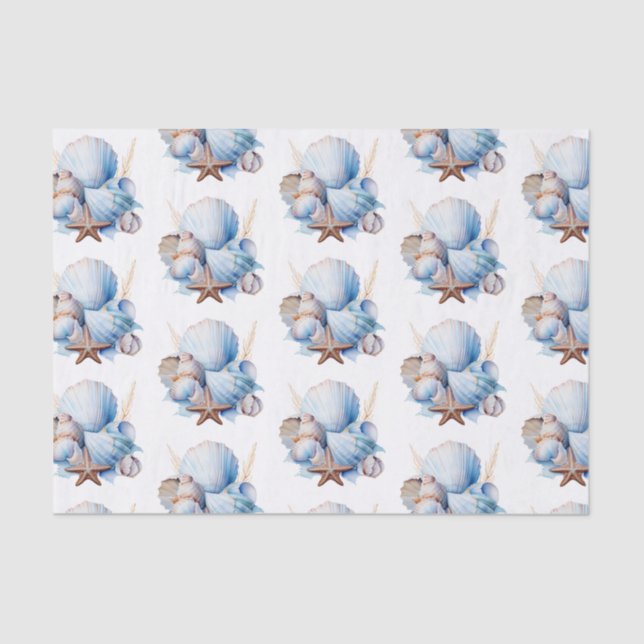 Papel De Seda Ducha de Novia Aqua Cream Beach Shells (Anverso)