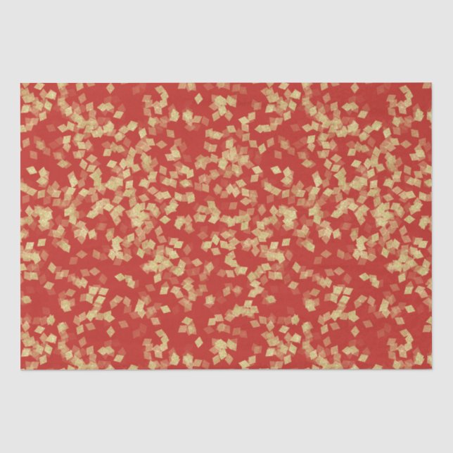Papel De Seda Ducha de Novia con Confeti Rojo Dorado (Anverso)