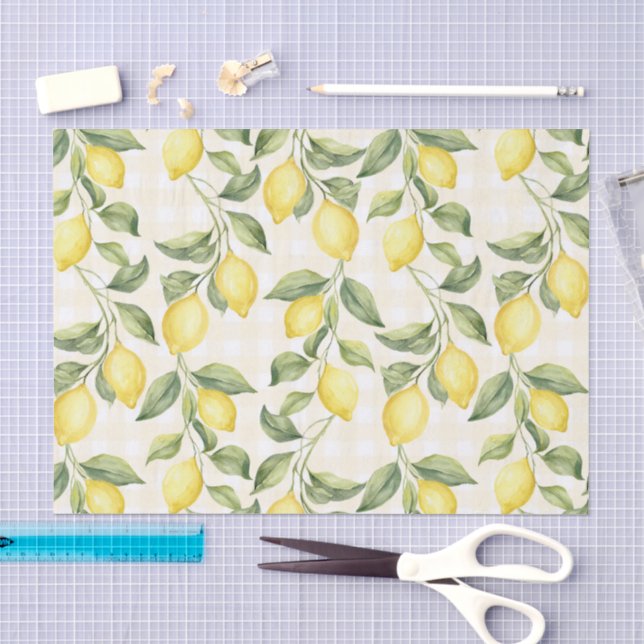 Papel De Seda Ducha de Novia con Limones Amarillos Frescos (Artesanía)