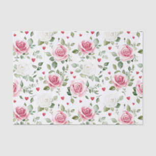 Papel De Seda Ducha de Novia Corazones Florales de Rosa