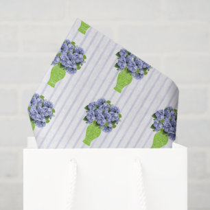 Papel De Seda Ducha de novia de hortensia azul monograma costero