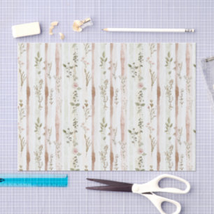 Papel De Seda Ducha de Novia de Rayas Florales de Rosa 
