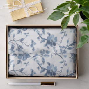 Papel De Seda Ducha de Novia Floral Blanco Azul