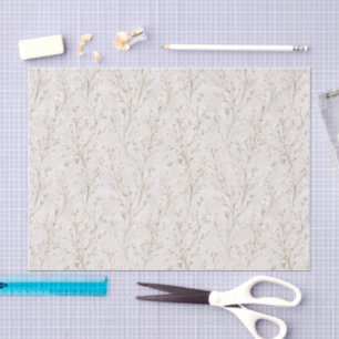 Papel De Seda Ducha de Novia Floral Blanco Crema