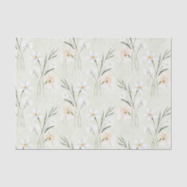 Papel De Seda Ducha de Novia Floral de Hibisco Crema Blanca Ment