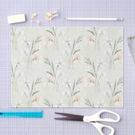 Papel De Seda Ducha de Novia Floral de Hibisco Crema Blanca Ment