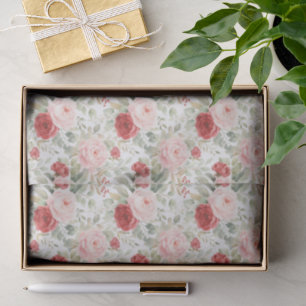 Papel De Seda Ducha de Novia Floral de Rosas Rojas Rosadas