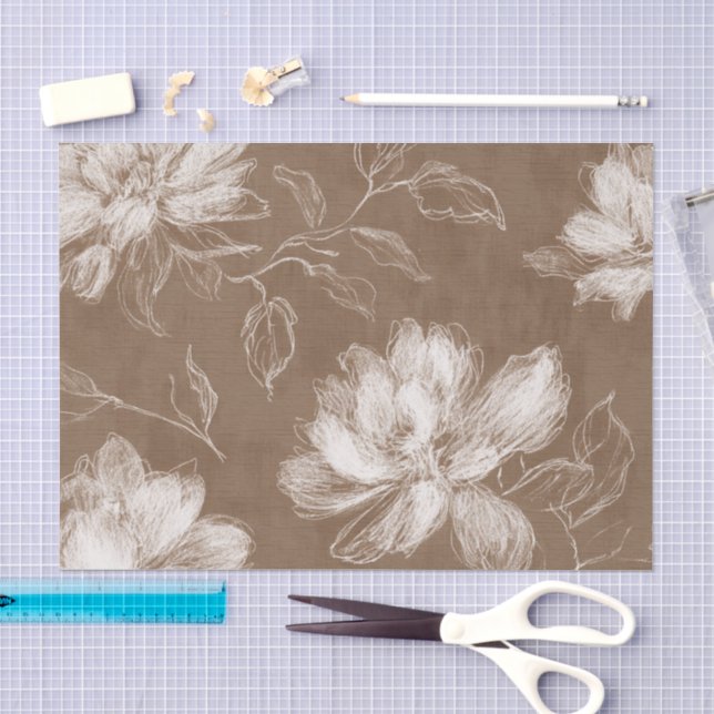 Papel De Seda Ducha de Novia Floral Marrón Crema (Artesanía)
