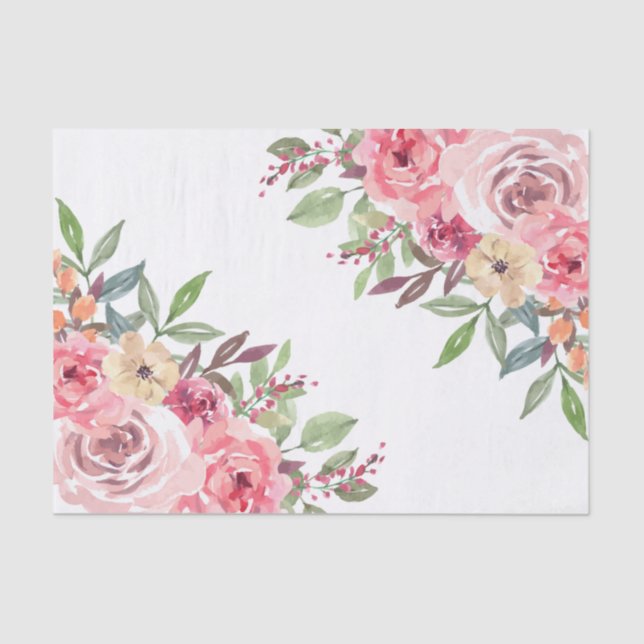 Papel De Seda Ducha de Novia Floral Moderna (Anverso)