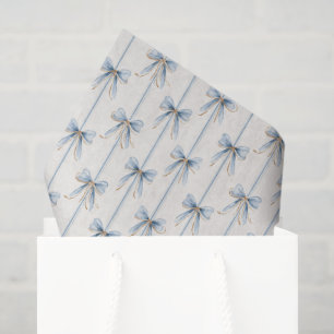 Papel De Seda Ducha de Novia Lazos Azules Crema